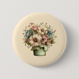 Skurrile Blumen in einem Pflanzkübel Süß Button