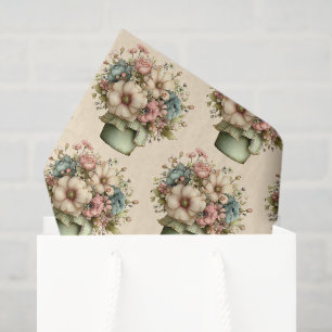 Skurrile Blumen in einem Pflanzkübel Süßes Muster Seidenpapier