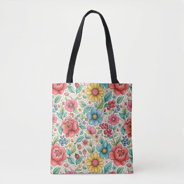 Skurrile Blumen Tasche (Vorderseite)