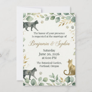 Skurrile botanische Katzen-Designs Einladung