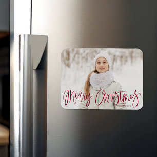 Skurrile Cranberry-Schrift Frohe Weihnachten Foto Magnet