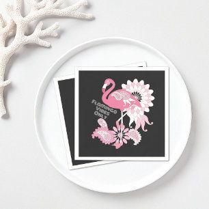 Skurrile Flamingo-Stimmung Nur Schwarz Rosa Flamin Serviette