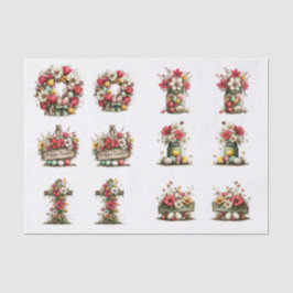 Skurrile Florale Ostern für Muscheln Decoupage Seidenpapier