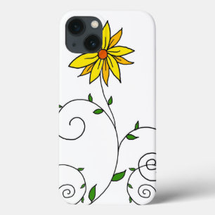 Skurrile gelbe Blumen-Strichzeichnungskunst Case-Mate iPhone Hülle