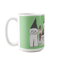 Skurrile Gnomfamilie Grün 15oz Kaffeetasse
