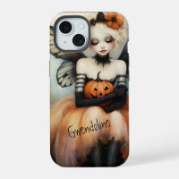 Skurrile Goth-Fee und Kürbis Halloween-Handyhülle