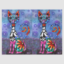 Skurrile großäugige funky Kitty Katze Decoupage