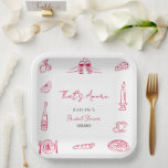 Skurrile handgezeichnete Brautparty mit wunderlich Pappteller<br><div class="desc">Der verspielte,  handgezeichnete,  eigenwillige Teller für die Brautparty zeigt ein spielerisches,  italienisch inspiriertes Design mit einem sauberen und modernen Look. Der Teller zeigt charmante rote Linienkunstillustrationen,  die um den Rand angeordnet sind.</div>