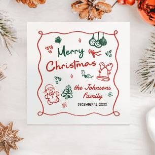 Skurrile handgezeichnete Friendsmas-Weihnachtsfeie Serviette