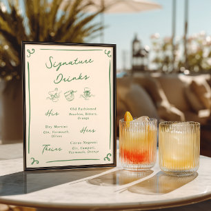 Skurrile handgezeichnete grüne Signature-Drinks Poster