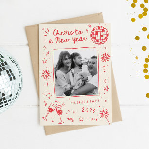 Skurrile handgezeichnete Kritzeleien Neujahrsfoto  Feiertagskarte