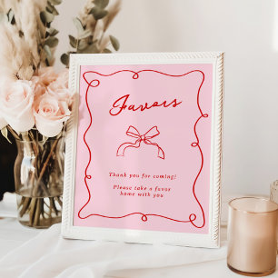 Skurrile handgezeichnete rosa und rote Geschenke Poster