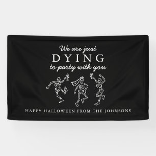 Skurrile handgezeichnete Skelette Halloween-Party Banner