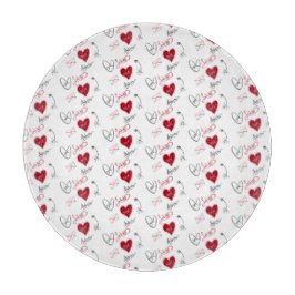 Skurrile Handgezeichnete Valentinstag- Schneidebrett