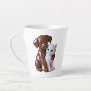 Skurrile Hund-Katze-Illustration Milchtasse