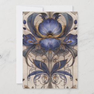 Skurrile Iris-Typ-Blumenillustration Hallo Flach Karte