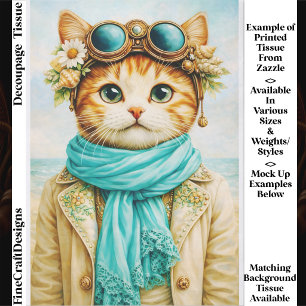 Skurrile Meerespunk-Katze FE8 Dekoupage Seidenpapier