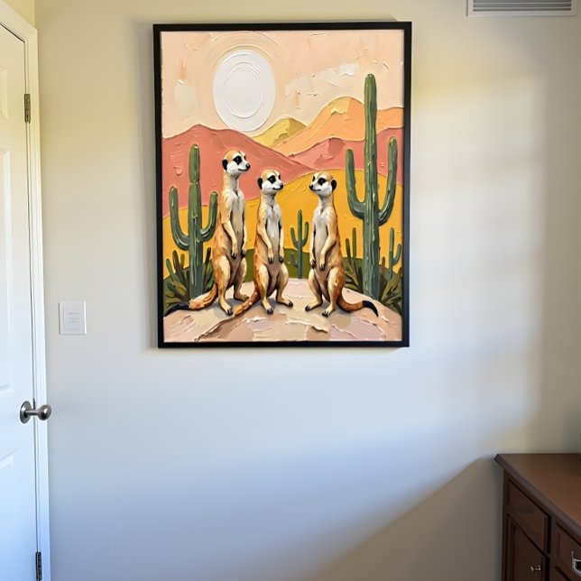 Skurrile Meerkatten-Trio-Wüstenkunst Poster (Von Creator hochgeladen)