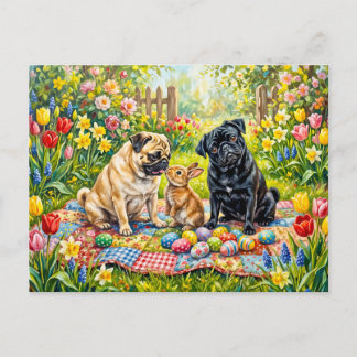 Skurrile Ostermopshunde-Illustration Postkarte
