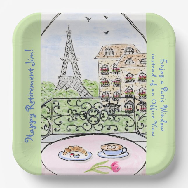 Skurrile Pariser Eiffelturm RENTNER Name Pappteller (Vorderseite)