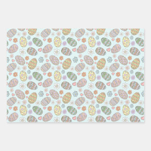 Skurrile Pastell-Farbene Süße Oster-Eier Blumenmus Geschenkpapier Set