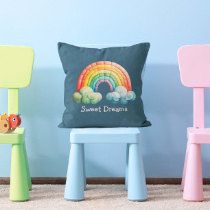 Skurrile Pastell-Regenbogenwolken für Kinder Kissen