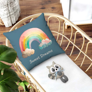 Skurrile Pastell-Regenbogenwolken für Kinder Kissen