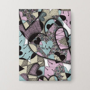 Skurrile Pastell-Zentangle-Herzen-Doodle-Muster B Button