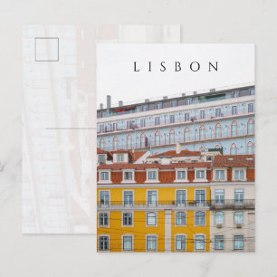Skurrile Pastellgebäude in Lissabon Postkarte