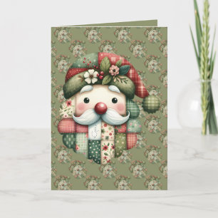 Skurrile Patchwork-Weihnachtskarte mit Weihnachtsm Dankeskarte