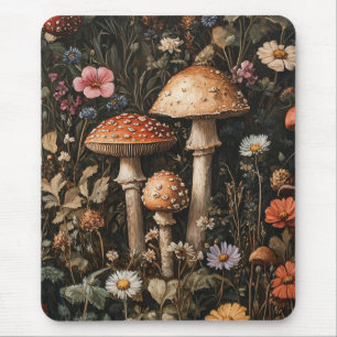 Skurrile Pilze und Wildblumen Botanik Mousepad