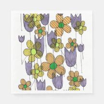 Skurrile Retro-Blumen-Doodle-Geometrie-Quadrat-Pap