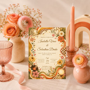 Skurrile Retro-Disco-Hochzeit Einladung