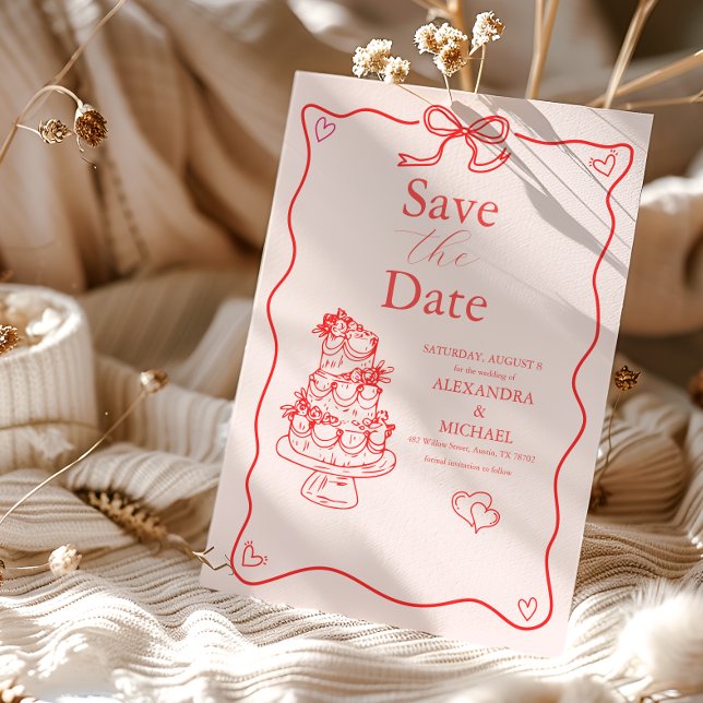 Skurrile Retro-Doodle-Kunst-Hochzeit Save The Date (Von Creator hochgeladen)