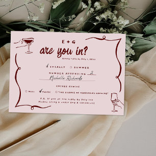 Skurrile Retro-Kritzeleien   Lustige P.S. Hochzeit RSVP Karte