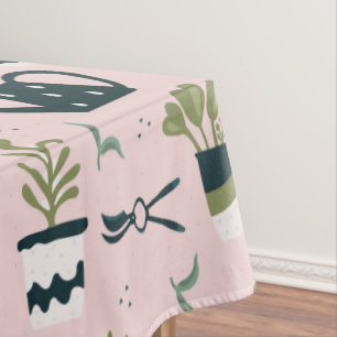 Skurrile rosa Gartendruckmuster Tischdecke