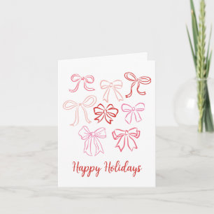 Skurrile rosa und rote illustrierte Weihnachtsböge Karte