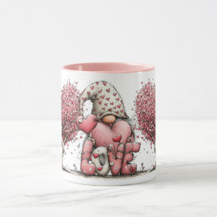 Skurrile rosa Wasserfarbe-Tinte-Gnom-Illustration Tasse
