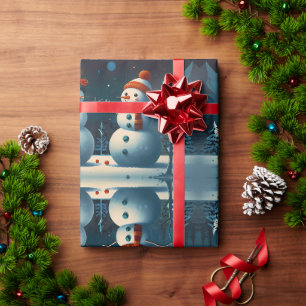 Skurrile Schneemann-Weihnachtsgrafik Geschenkpapier