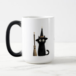 Skurrile schwarze Katze Frohes Halloween Verwandlungstasse