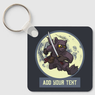 Skurrile schwarze Katzen-Ninja-Alternative-Tierkun Schlüsselanhänger
