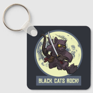Skurrile schwarze Katzen-Ninja-Alternative-Tierkun Schlüsselanhänger