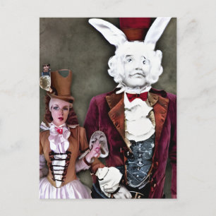 Skurrile seltsame Steampunk-Alice-und-Kanichen-Pos Postkarte