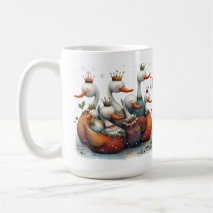 Skurrile Sieben Schwäne Schwimmen Weihnachten 15oz Kaffeetasse