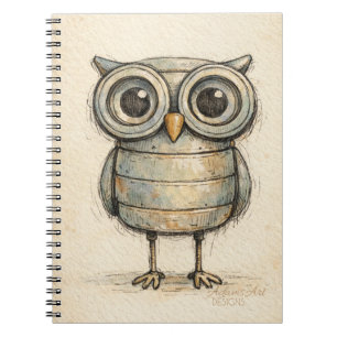 Skurrile Steampunk-Eulen-Illustration Notizblock
