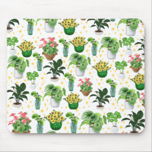 Skurrile Topfpflanzen-Decke Mousepad