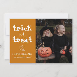 Skurrile Trick-or-Treat-Skript Halloween-Foto Feiertagskarte