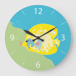 Skurrile tropische Fisch-Ozean-Kunst Große Wanduhr
