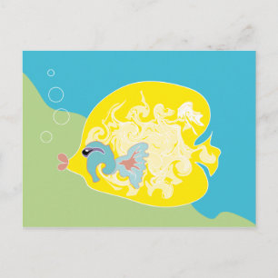 Skurrile tropische Fisch-Ozean-Kunst Postkarte