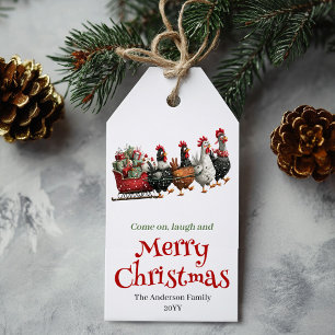 Skurrile verrückte Hühner-Weihnachtsgeschenkanhäng Geschenkanhänger